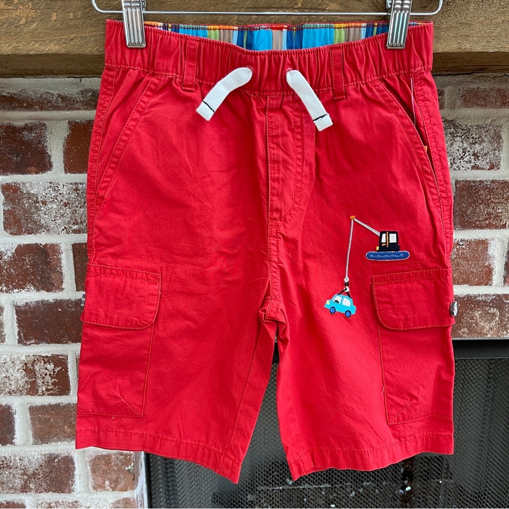 Gymboree Boys Embroidered Construction Poplin Pull On Cargo Shorts size 7